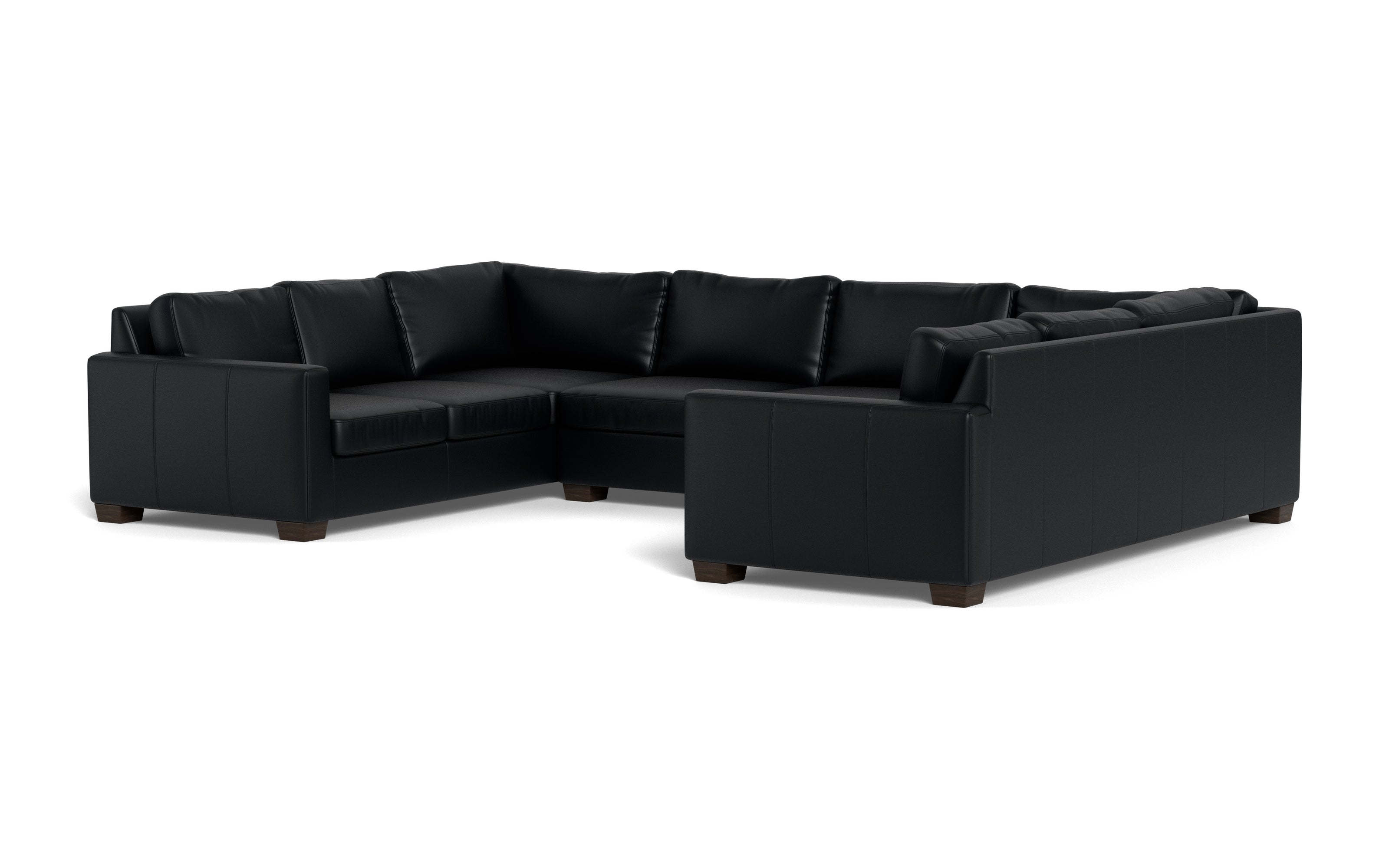 Abel Leather U Sectional-Fabric Sofa-Tribeca Black Leather-MAK Modern