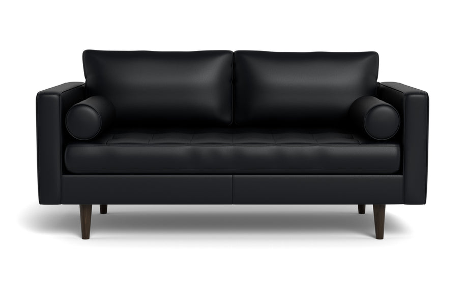 Ayden Leather Loveseat-Leather Sofa-Tribeca Black Leather-MAK Modern