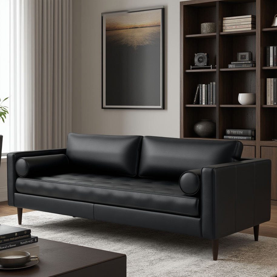 Ayden Leather Sofa-Leather Sofa-Tribeca Black Leather-MAK Modern