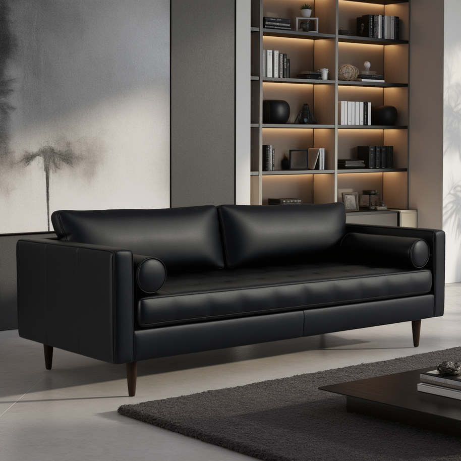 Ayden Leather Sofa-Leather Sofa-Tribeca Black Leather-MAK Modern