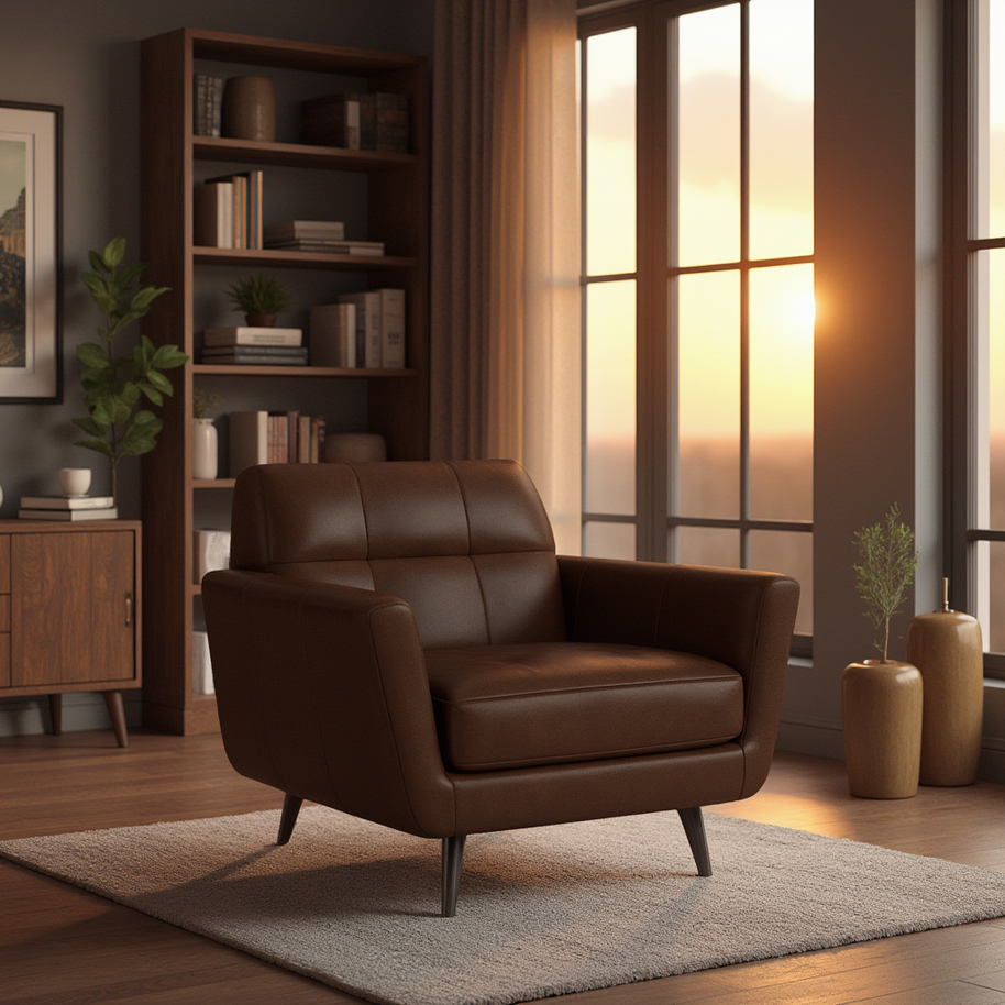High Level Leather Arm Chair-Leather-Tribeca Black Leather-MAK Modern