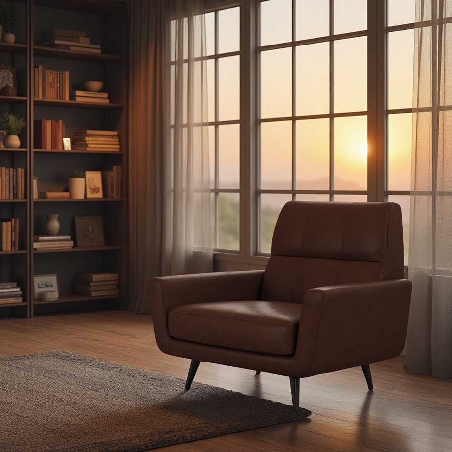 High Level Leather Arm Chair-Leather-Tribeca Black Leather-MAK Modern