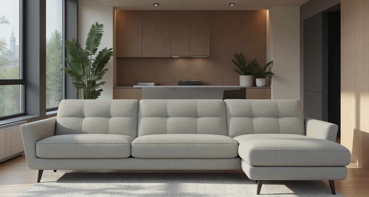High Level Reversible Sofa-Fabric Sectional-Alley Pepper