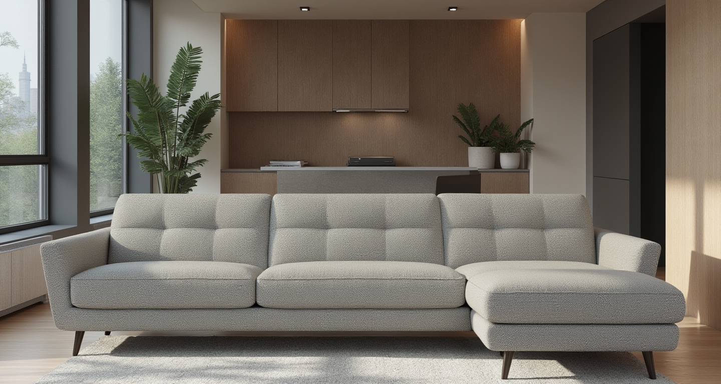 High Level Reversible Sofa-Fabric Sectional-Alley Pepper