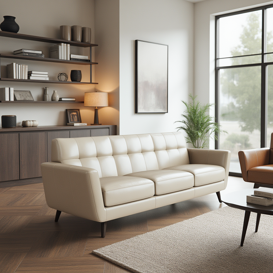 High Level Estate Leather Sofa-Leather Sofa-Tribeca Black Leather-MAK Modern