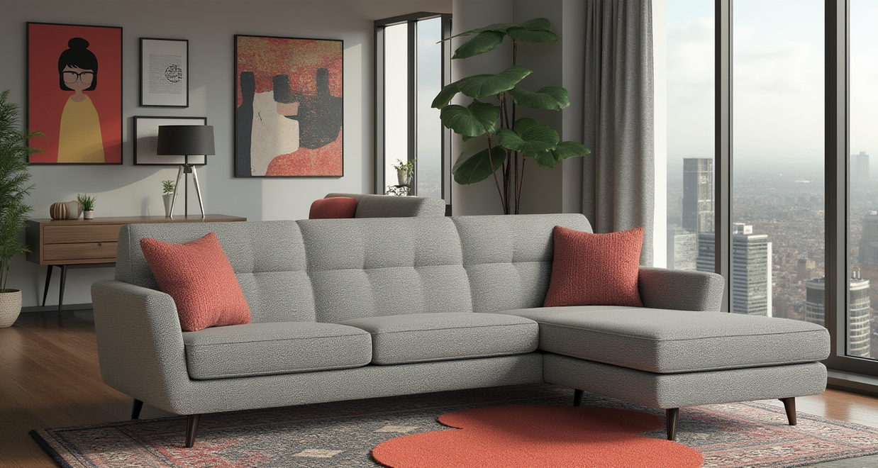 High Level Reversible Sofa-Fabric Sectional-Alley Pepper