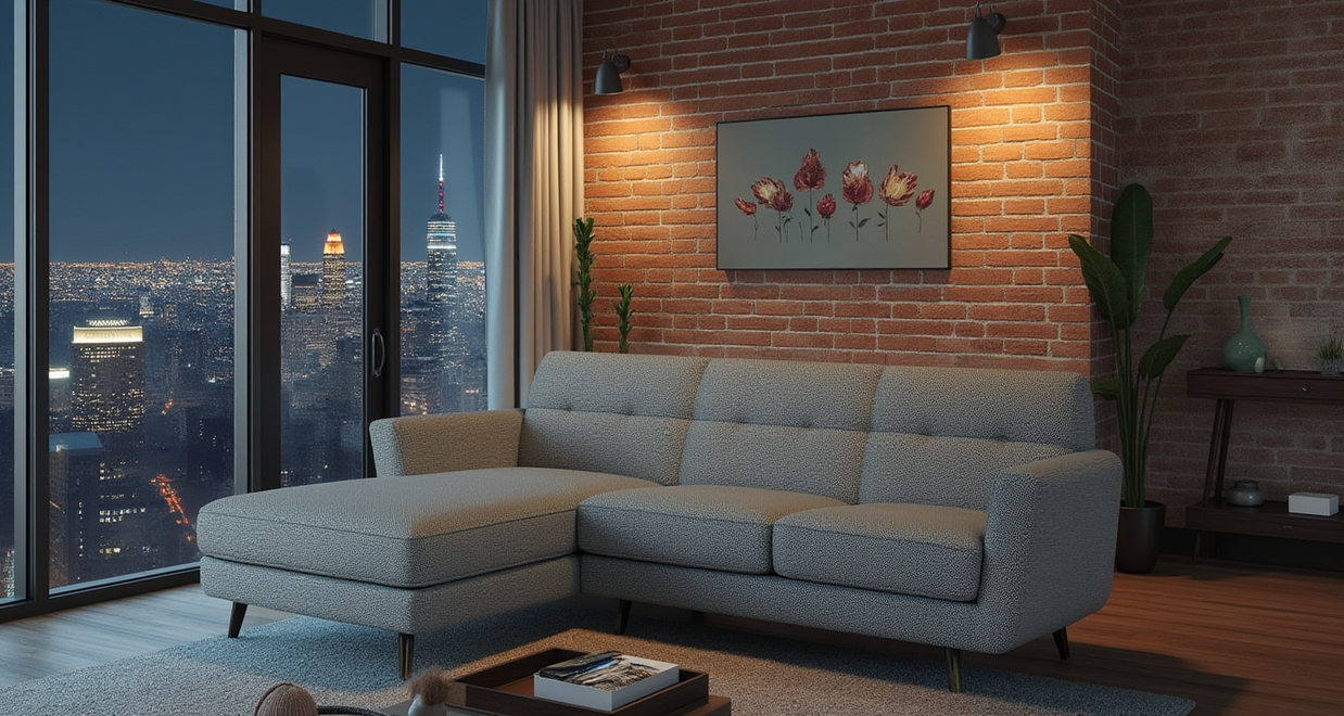 High Level Reversible Sofa-Fabric Sectional-Alley Pepper