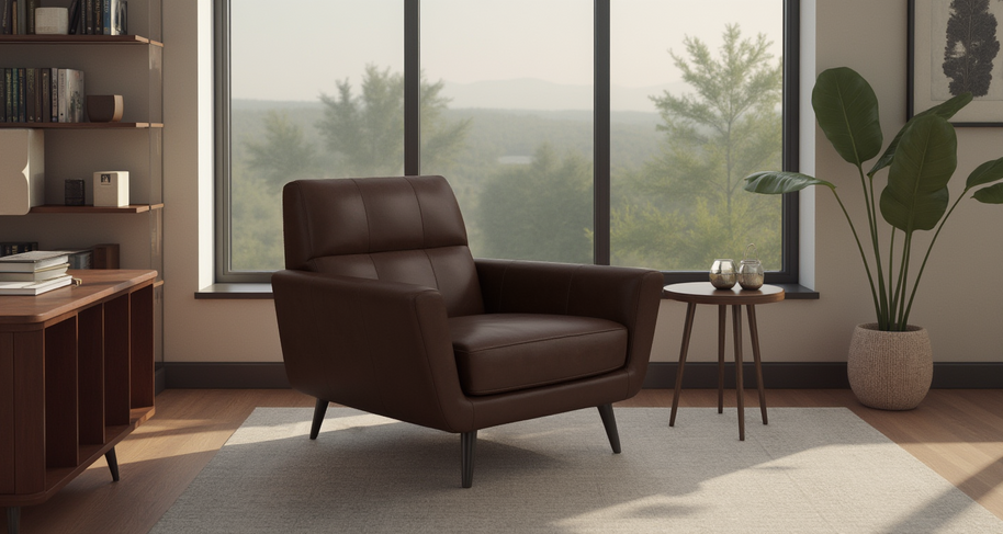 High Level Leather Arm Chair-Leather-Tribeca Black Leather-MAK Modern