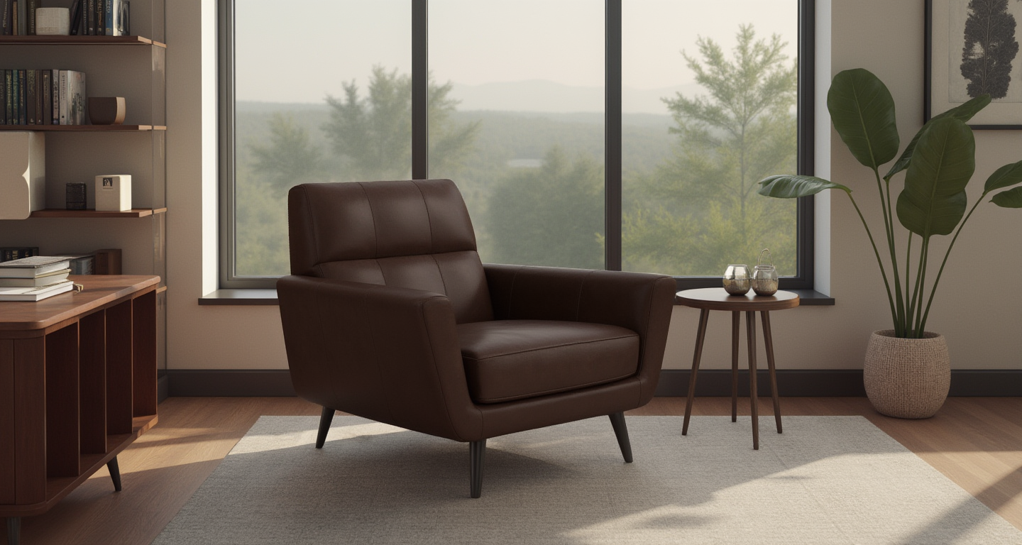 High Level Leather Arm Chair-Leather-Tribeca Black Leather-MAK Modern