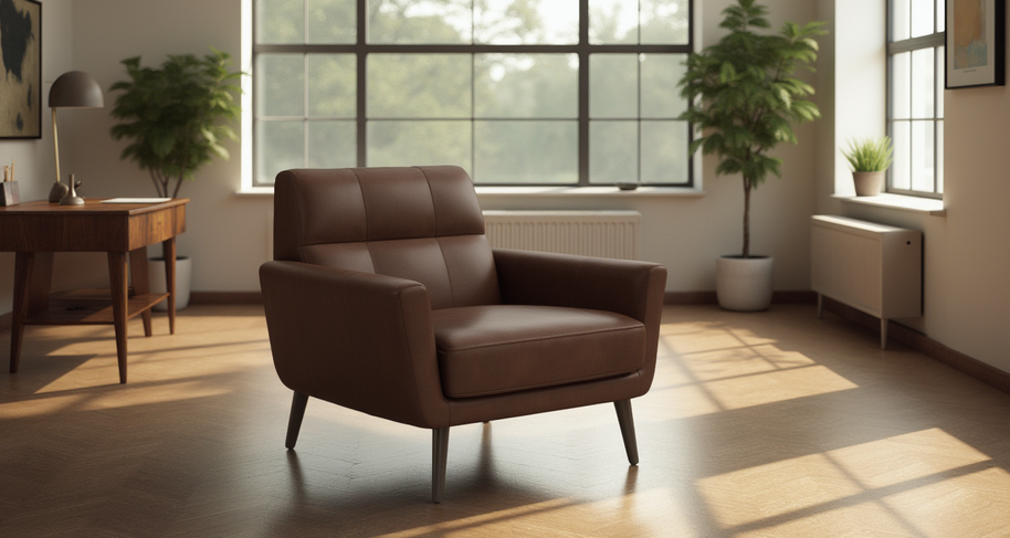 High Level Leather Arm Chair-Leather-Tribeca Black Leather-MAK Modern