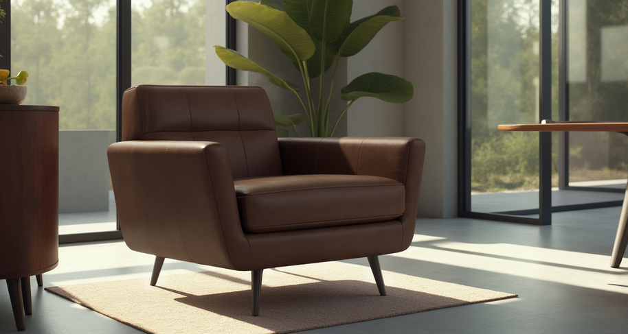 High Level Leather Arm Chair-Leather-Tribeca Black Leather-MAK Modern