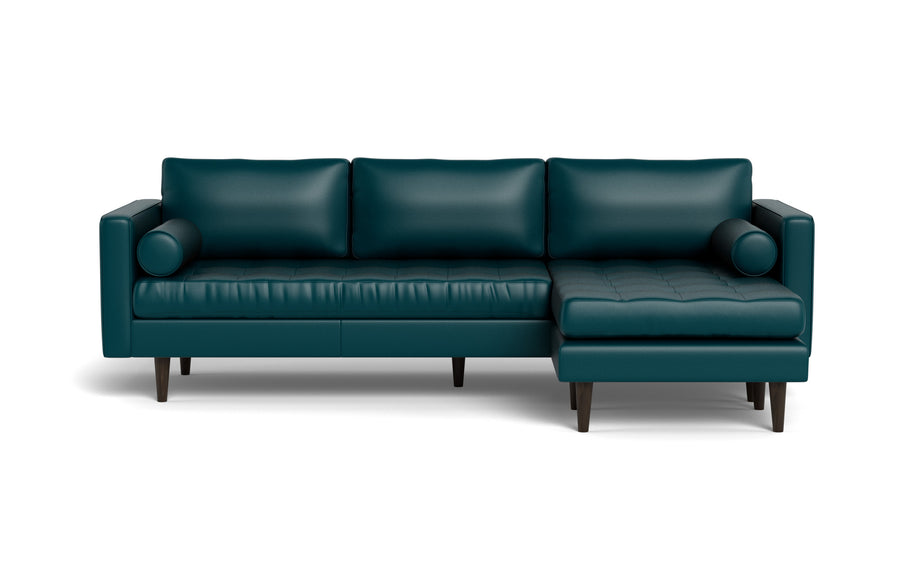 Ayden Leather Reversible Sofa Chaise-Leather Sectional-Tribeca Lagoon-MAK Modern