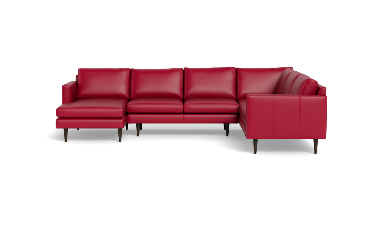Maverick Leather Corner Sectionals With Left Chaise-Leather Sofa-Tribeca Scarlet-MAK Modern