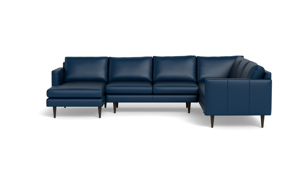 Maverick Leather Corner Sectionals With Left Chaise-Leather Sofa-Tribeca Cobalt-MAK Modern