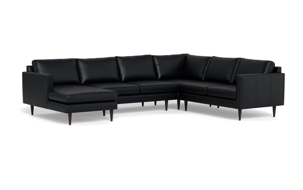 Maverick Leather Corner Sectionals With Left Chaise-Leather Sofa-Tribeca Black Leather-MAK Modern