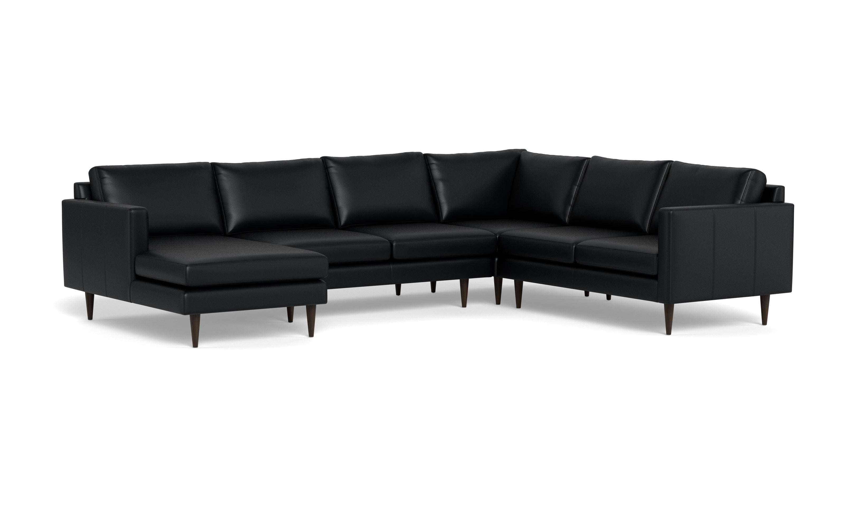 Maverick Leather Corner Sectionals With Left Chaise-Leather Sofa-Tribeca Black Leather-MAK Modern