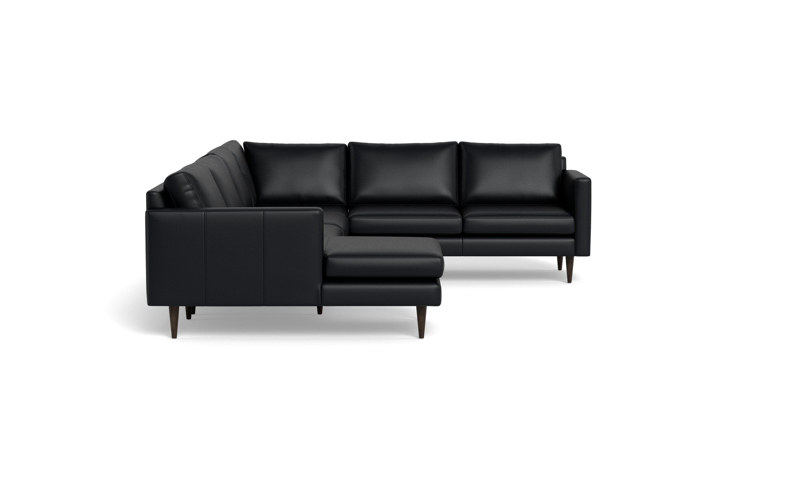 Maverick Leather Corner Sectionals With Left Chaise-Leather Sofa-Tribeca Black Leather-MAK Modern