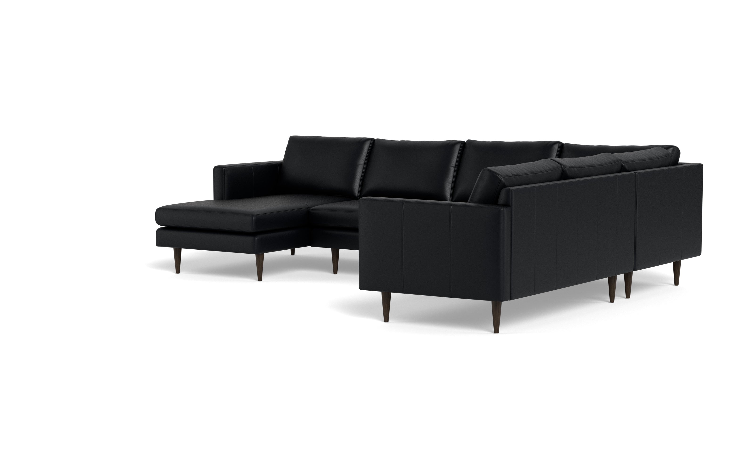 Maverick Leather Corner Sectionals With Left Chaise-Leather Sofa-Tribeca Black Leather-MAK Modern