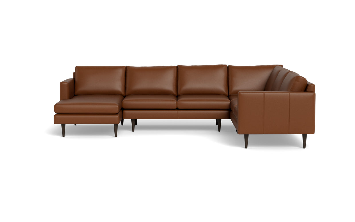 Maverick Leather Corner Sectionals With Left Chaise-Leather Sofa-Tribeca Chestnut Leather-MAK Modern