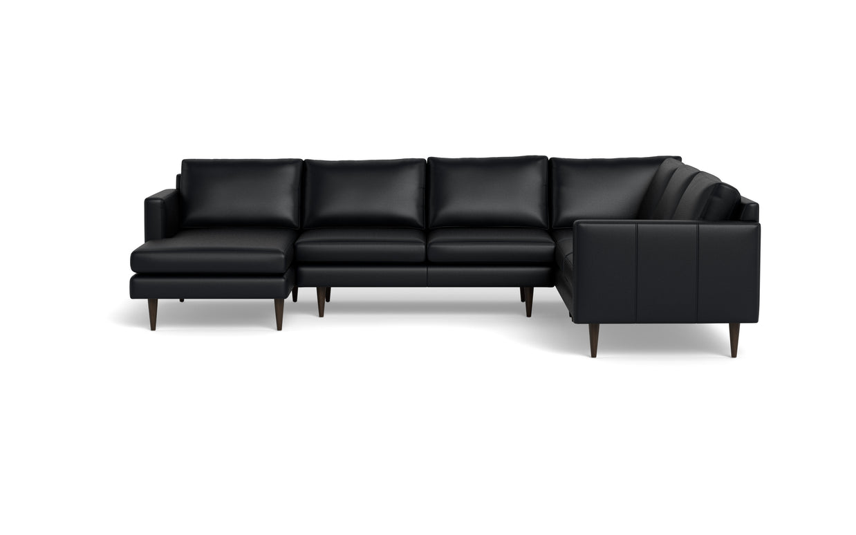 Maverick Leather Corner Sectionals With Left Chaise-Leather Sofa-Tribeca Black Leather-MAK Modern