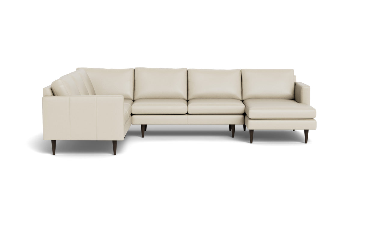 Maverick Leather Corner Sectionals With Right Chaise-Leather Sofa-Tribeca Cream Leather-MAK Modern