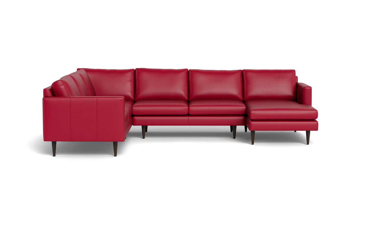 Maverick Leather Corner Sectionals With Right Chaise-Leather Sofa-Tribeca Scarlet-MAK Modern
