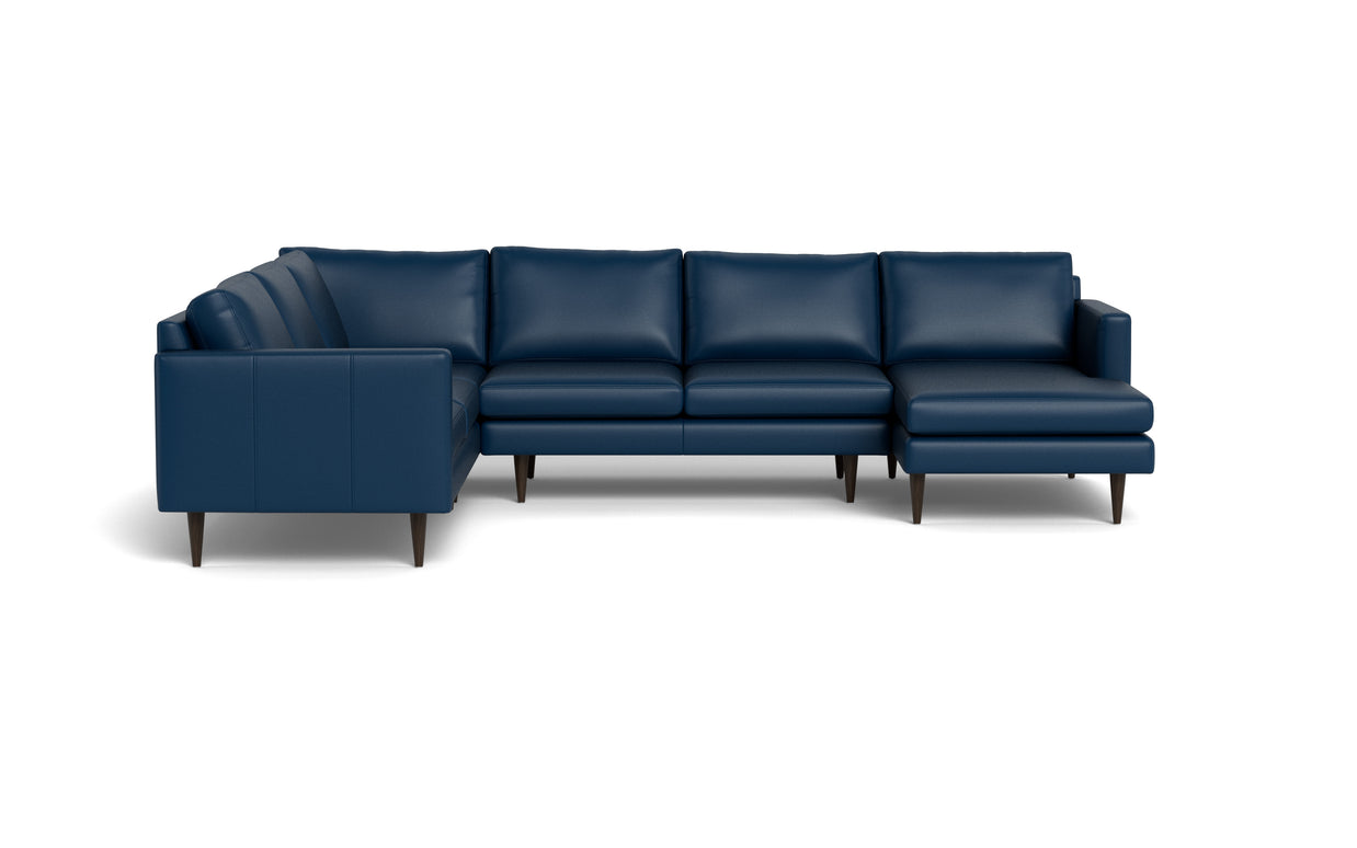 Maverick Leather Corner Sectionals With Right Chaise-Leather Sofa-Tribeca Cobalt-MAK Modern