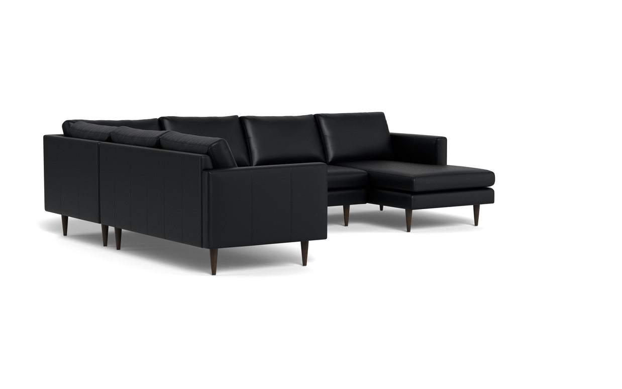 Maverick Leather Corner Sectionals With Right Chaise-Leather Sofa-Tribeca Black Leather-MAK Modern