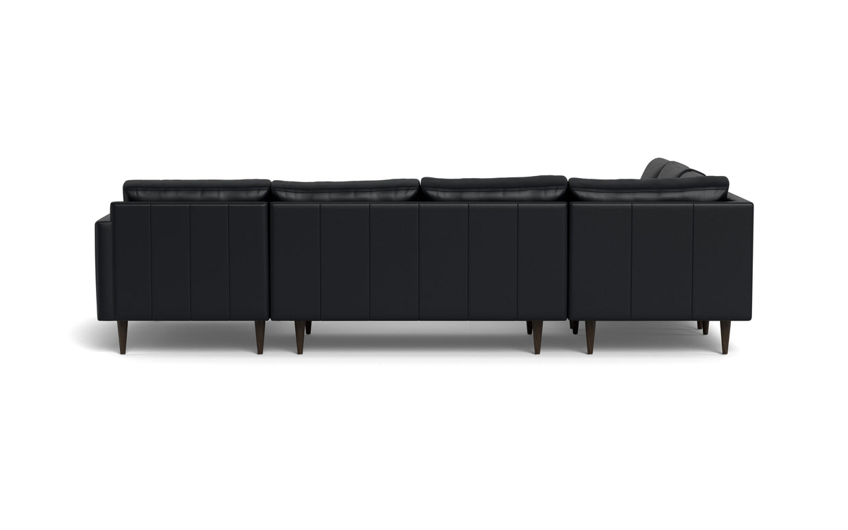 Maverick Leather Corner Sectionals With Right Chaise-Leather Sofa-Tribeca Black Leather-MAK Modern