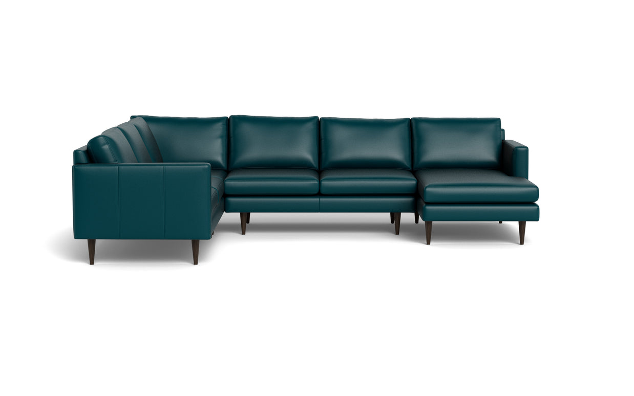 Maverick Leather Corner Sectionals With Right Chaise-Leather Sofa-Tribeca Lagoon-MAK Modern