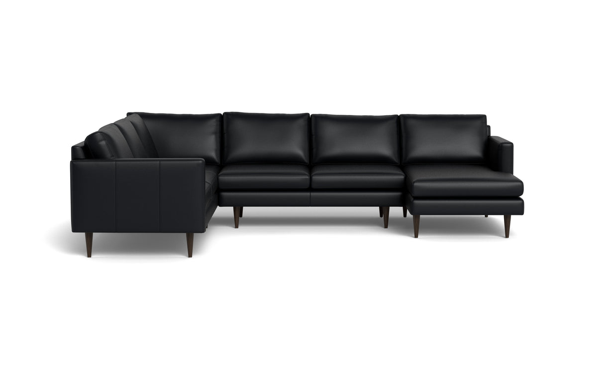 Maverick Leather Corner Sectionals With Right Chaise-Leather Sofa-Tribeca Black Leather-MAK Modern