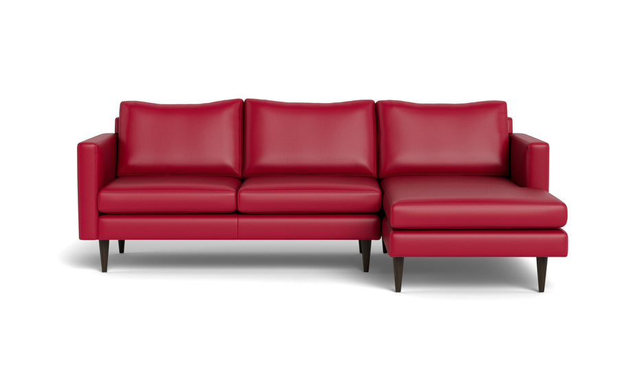 Maverick Leather Right Chaise Sectional-Leather Sofa-Tribeca Scarlet-MAK Modern