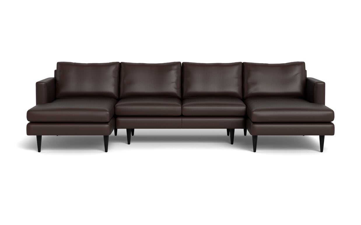 Maverick Leather U Sectional-Fabric Sectional-Tribeca Espresso Leather-MAK Modern