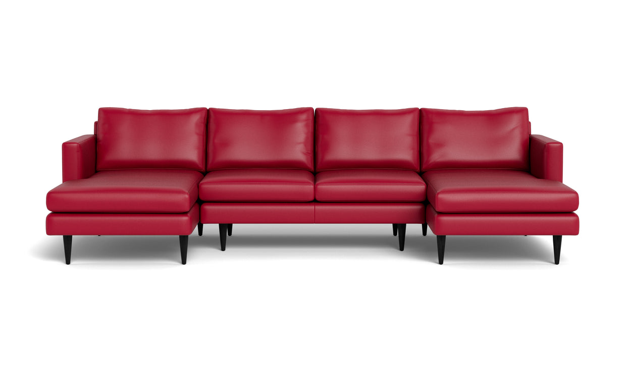 Maverick Leather U Sectional-Fabric Sectional-Tribeca Scarlet-MAK Modern