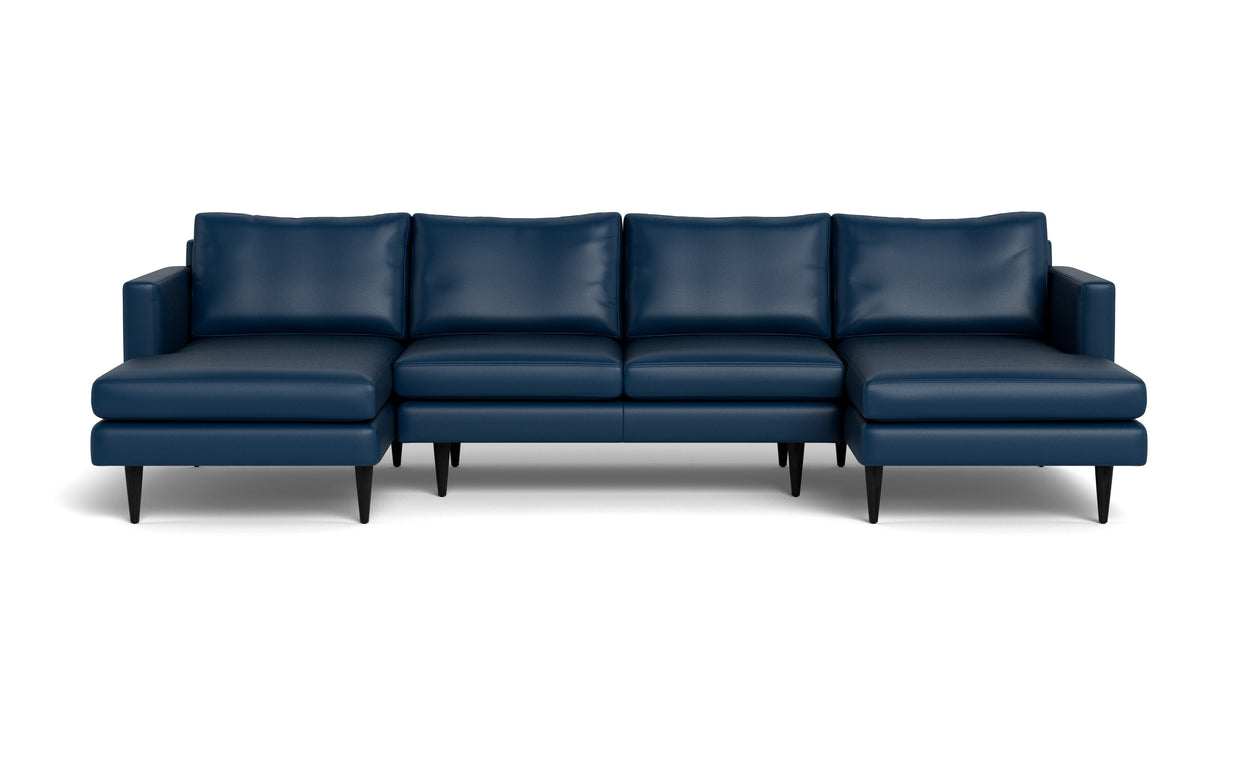 Maverick Leather U Sectional-Fabric Sectional-Tribeca Cobalt-MAK Modern