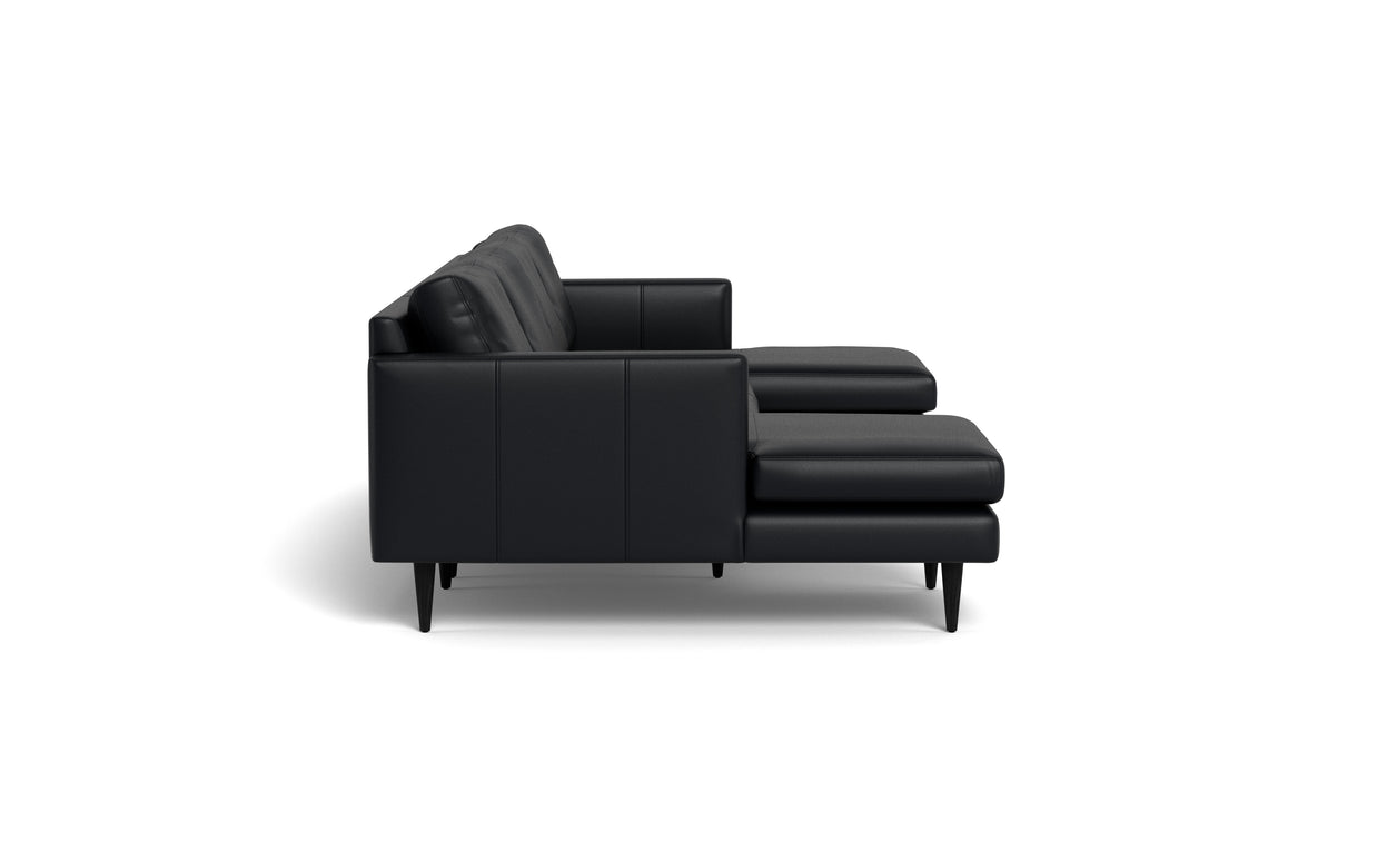 Maverick Leather U Sectional-Fabric Sectional-Tribeca Black Leather-MAK Modern