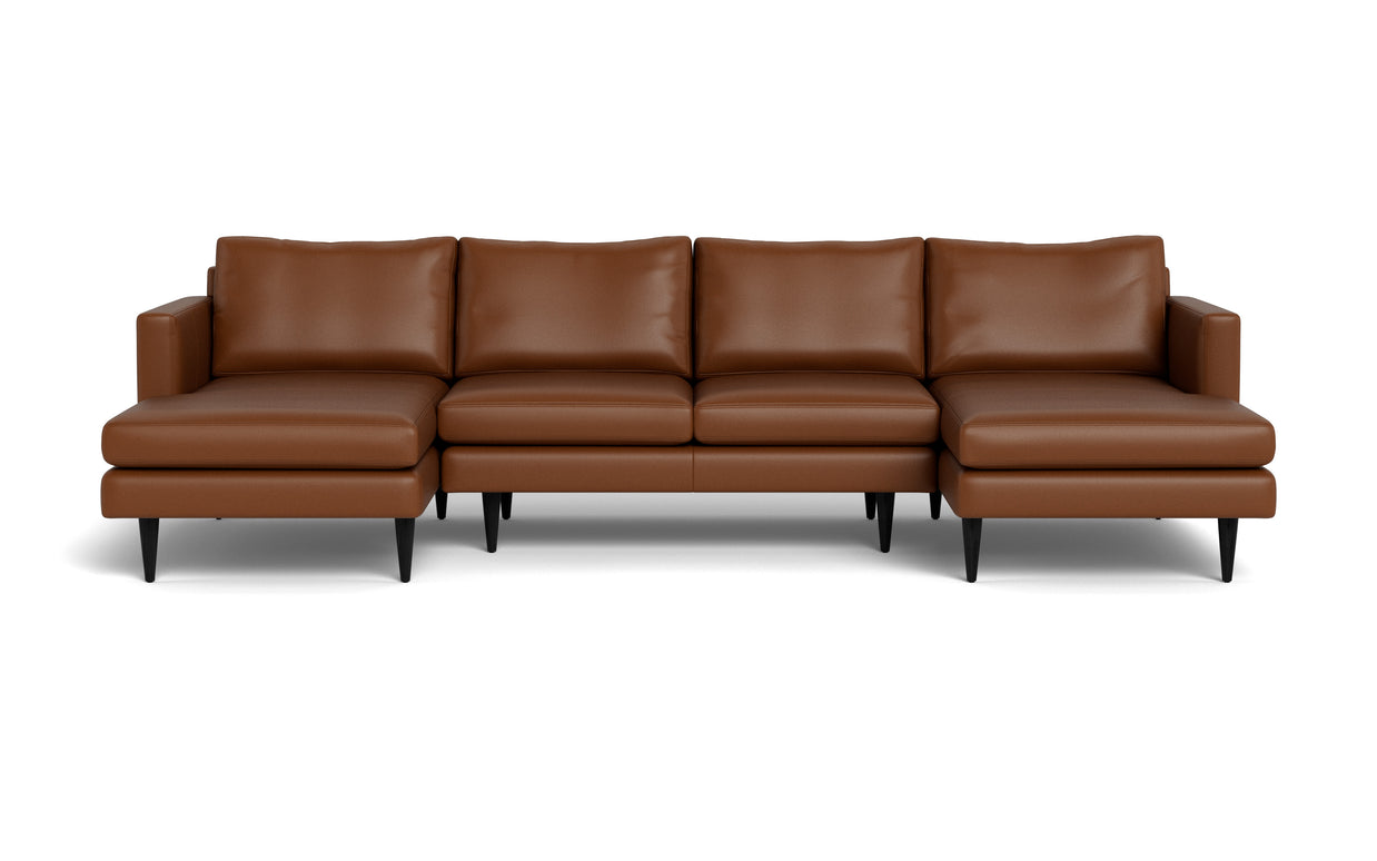 Maverick Leather U Sectional-Fabric Sectional-Tribeca Chestnut Leather-MAK Modern