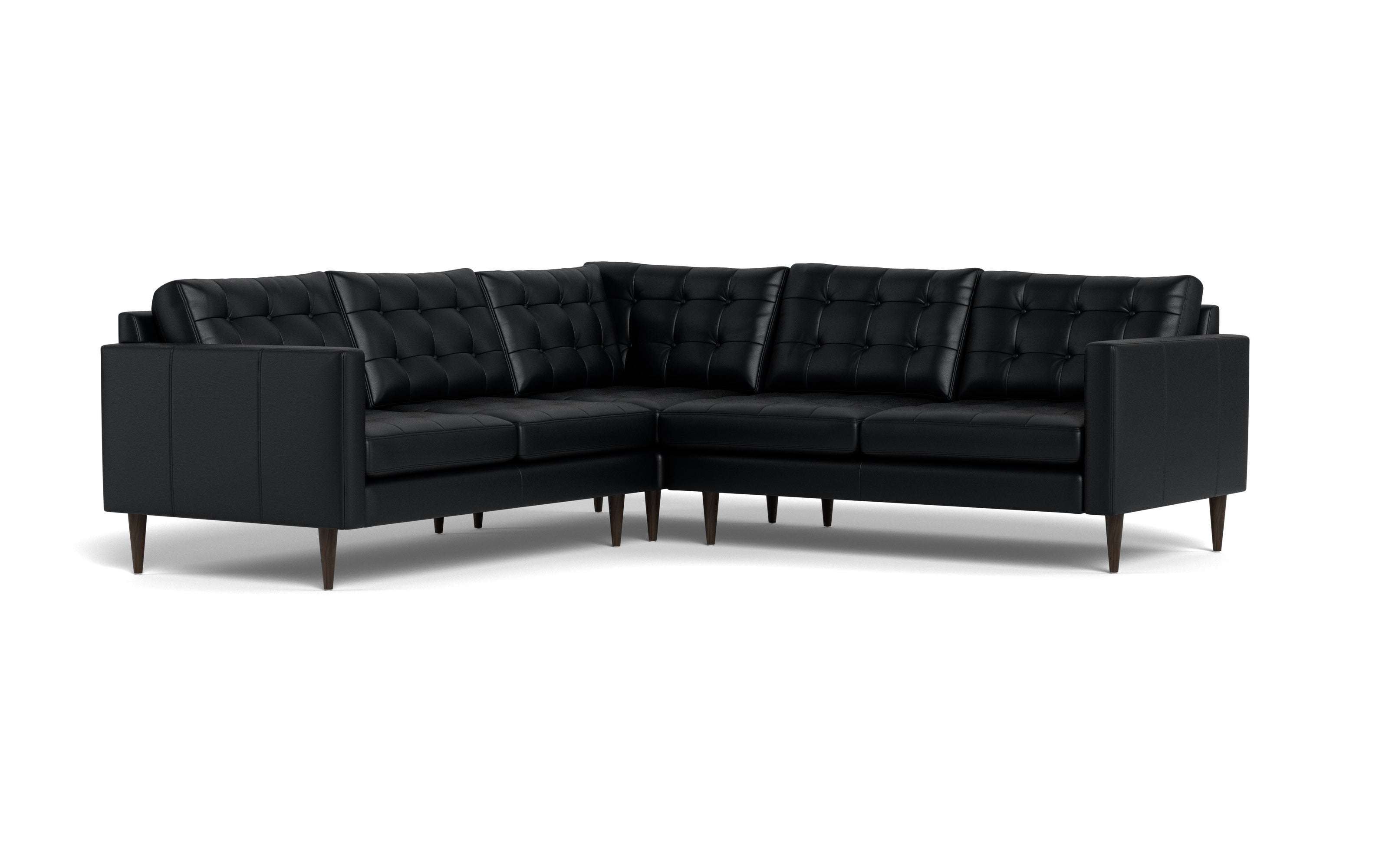 Oakley Leather Corner Sectional-Fabric Sectional-Tribeca Black Leather-MAK Modern