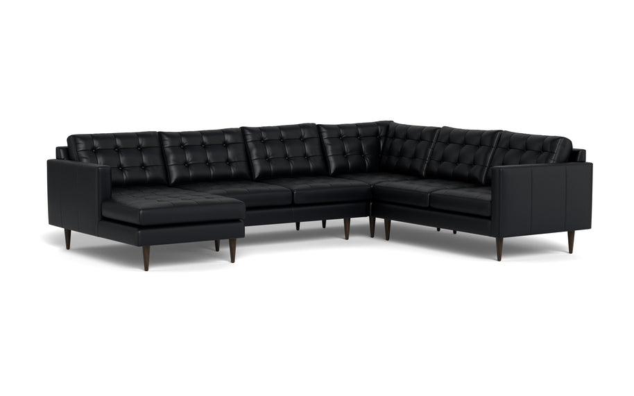 Oakley Leather Corner Sectional With Left Chaise-Fabric Sectional-Tribeca Black Leather-MAK Modern