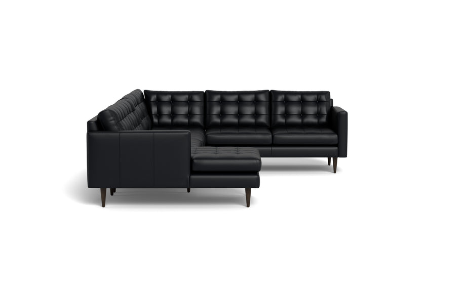Oakley Leather Corner Sectional With Left Chaise-Fabric Sectional-Tribeca Black Leather-MAK Modern