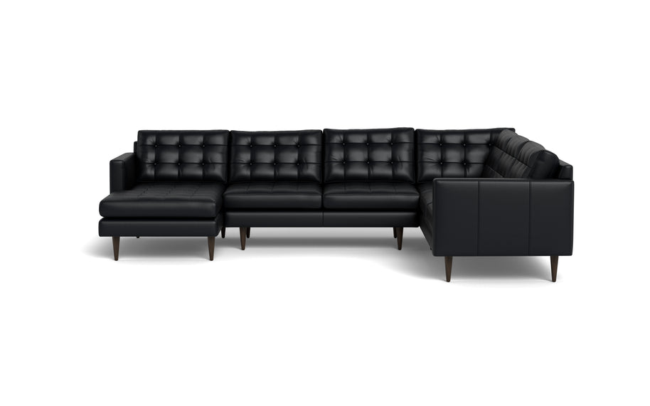 Oakley Leather Corner Sectional With Left Chaise-Fabric Sectional-Tribeca Black Leather-MAK Modern