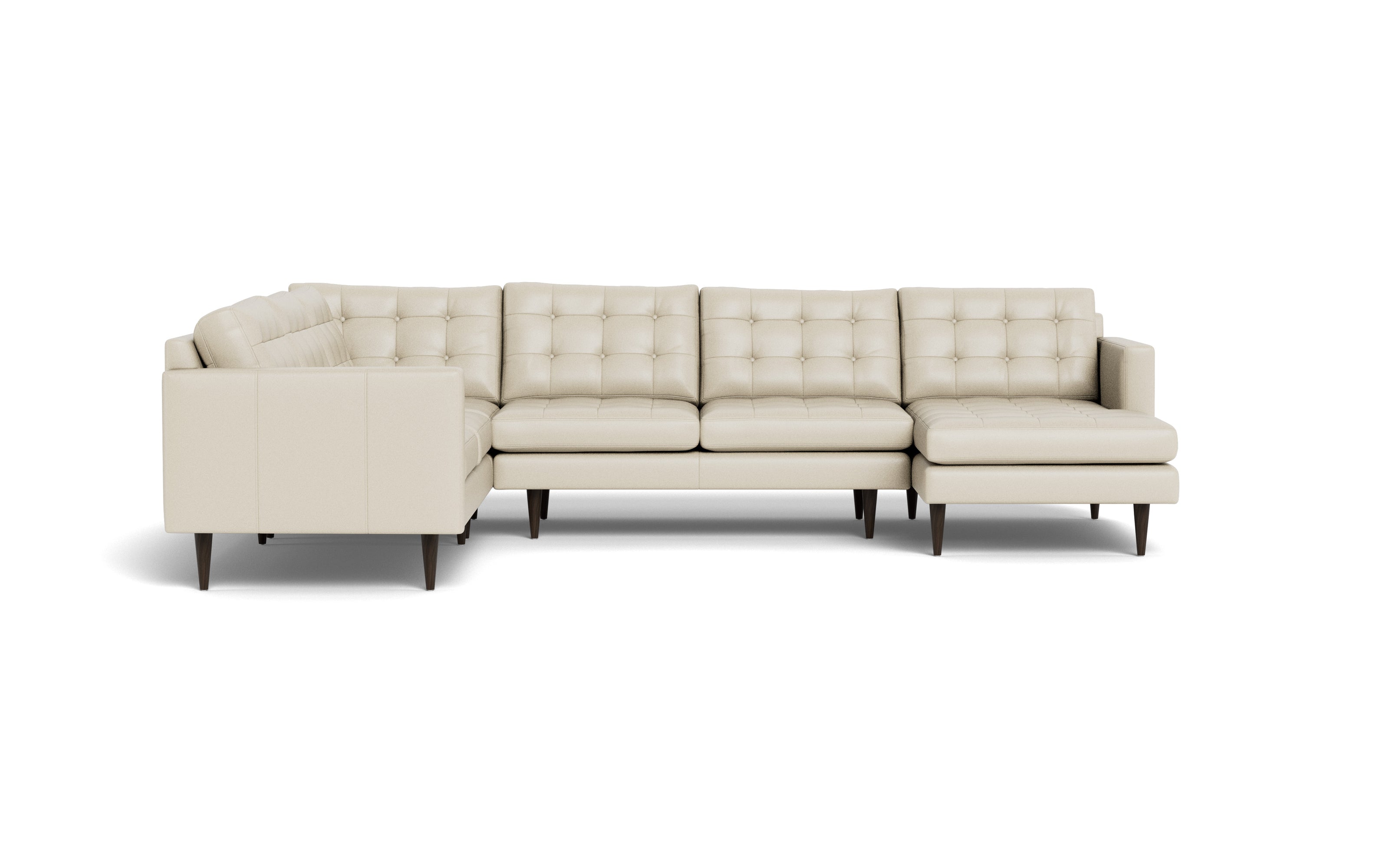 Oakley Leather Corner Sectional With Right Chaise-Fabric Sectional-Tribeca Cream Leather-MAK Modern