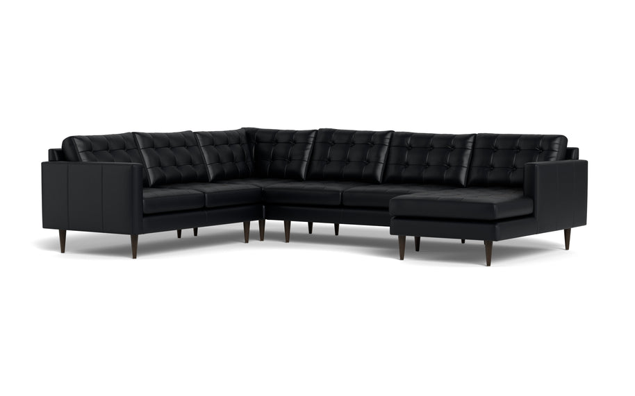 Oakley Leather Corner Sectional With Right Chaise-Fabric Sectional-Tribeca Black Leather-MAK Modern