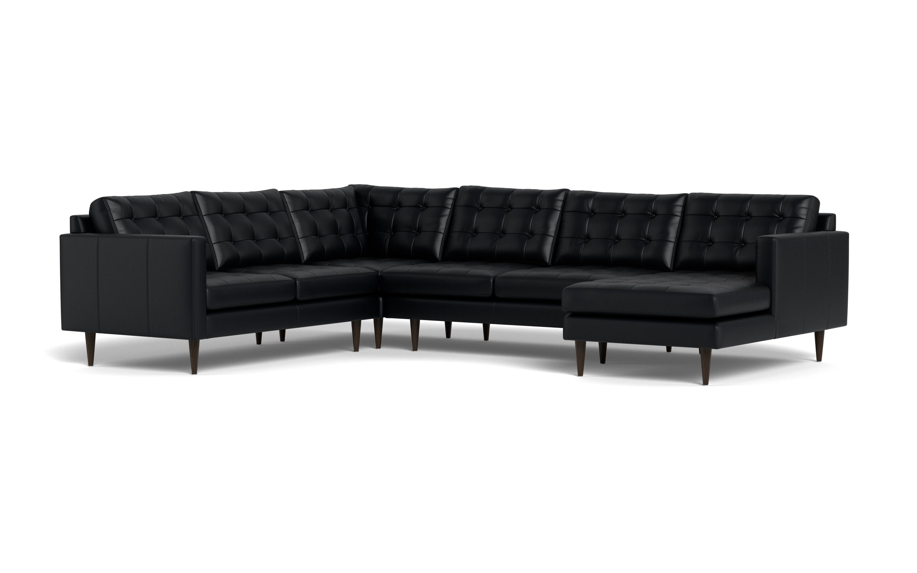 Oakley Leather Corner Sectional With Right Chaise-Fabric Sectional-Tribeca Black Leather-MAK Modern