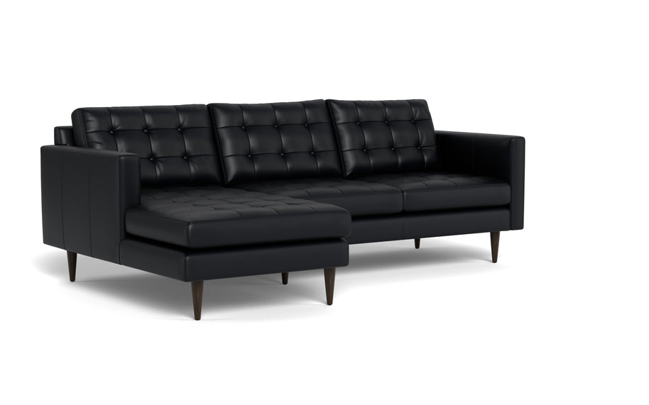 Oakley Leather Left Chaise Sectional-Fabric Sectional-Tribeca Black Leather-MAK Modern