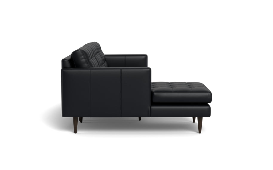 Oakley Leather Left Chaise Sectional-Fabric Sectional-Tribeca Black Leather-MAK Modern