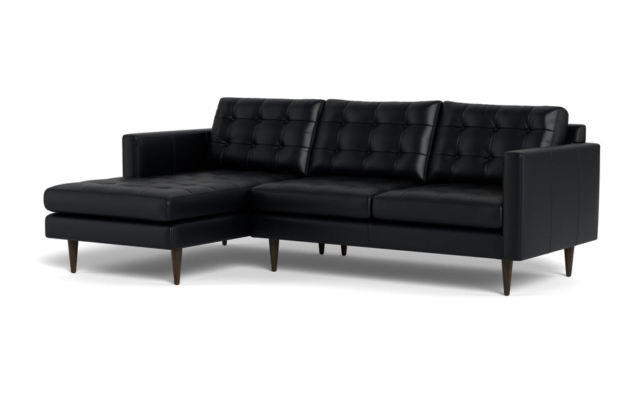 Oakley Leather Left Chaise Sectional-Fabric Sectional-Tribeca Black Leather-MAK Modern