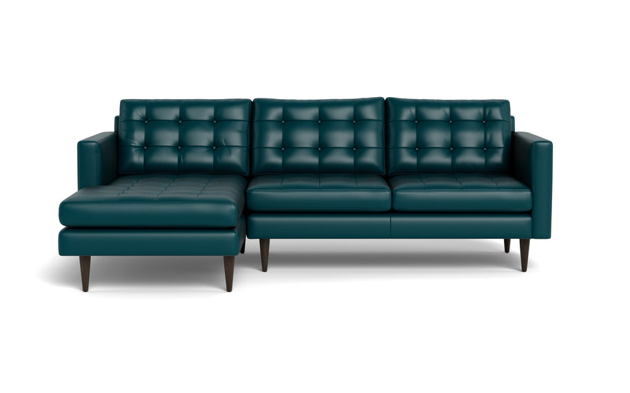 Oakley Leather Left Chaise Sectional-Fabric Sectional-Tribeca Lagoon-MAK Modern