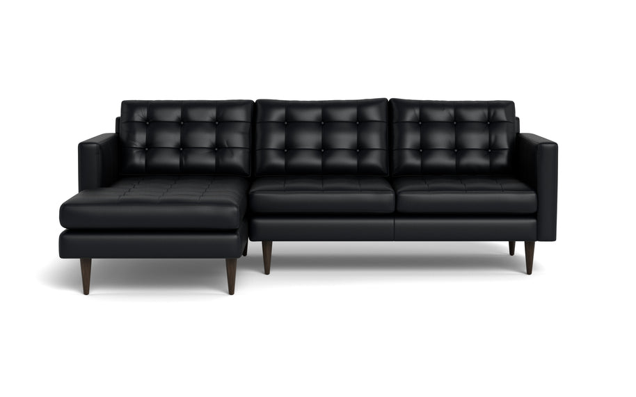 Oakley Leather Left Chaise Sectional-Fabric Sectional-Tribeca Black Leather-MAK Modern