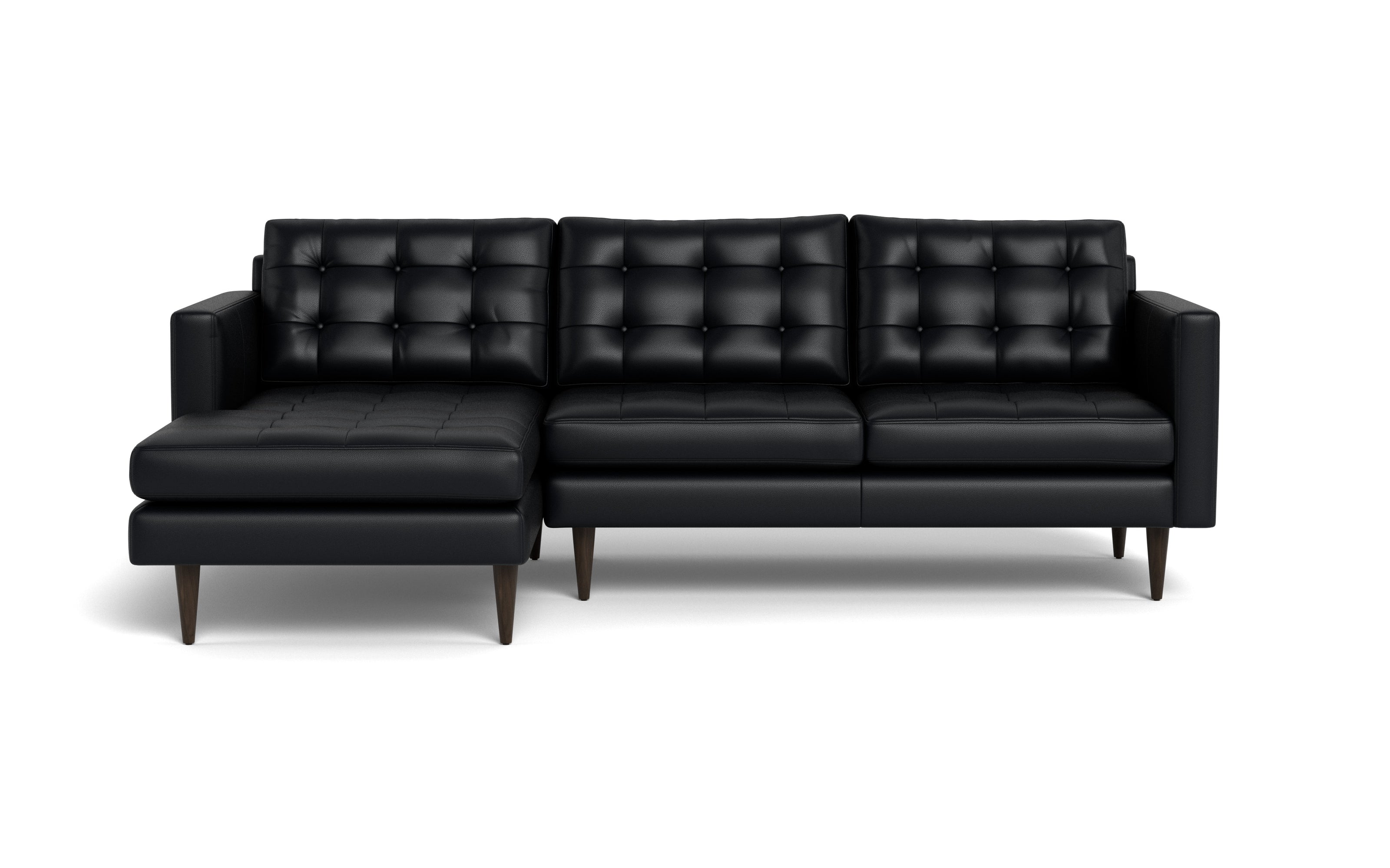 Oakley Leather Left Chaise Sectional-Fabric Sectional-Tribeca Black Leather-MAK Modern